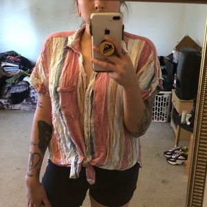 American Eagle Striped Button Up